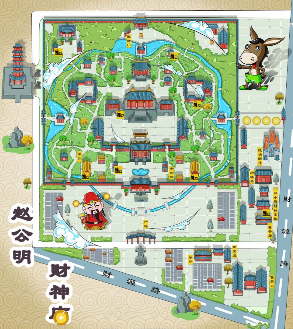 云南寺庙类手绘地图